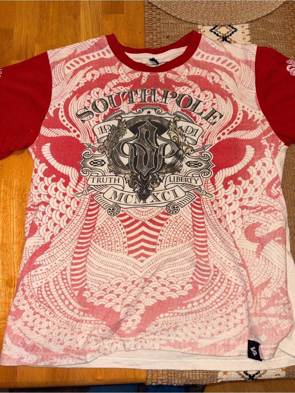 South Pole Red and White Graphic Short Sleeve Tee